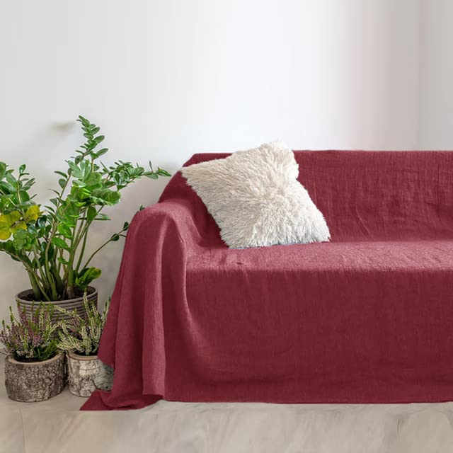 AITIHYA France Linen Sofa Covers For Living Room Flax Soft Removable Sofa Cushion Cover Protector Washable Couch Covers 1/2/3 Seat-red,100X150cm