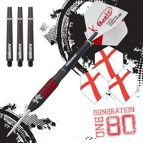 Unicorn Steel Tip Professional Darts Set, Black / Red, 26G - Image 2