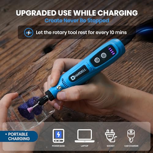 Image of HARDELL Mini Cordless Rotary Tool - 3.7V Portable Power Tool with 43 Accessories, 5-Speed Adjustable, Type-C Charging for Sanding DIY Crafting, Jewelry Polishing, Detail Work