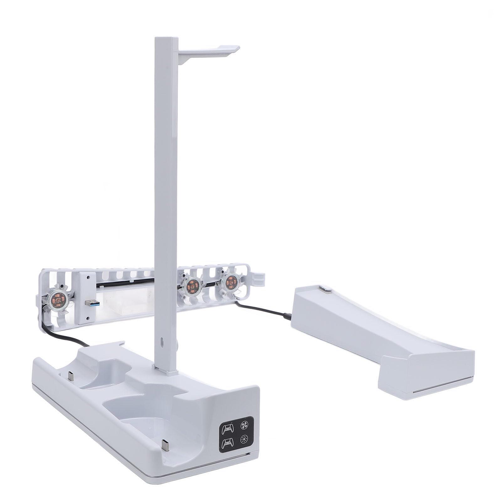 CHICIRIS Supporto per Stazione di Raffreddamento Orizzontale, Supporto per Console in ABS con Stazione di Raffreddamento, Ventola a 3 velocità Caricabatterie Doppio Controller 14 Espansione USB RGB