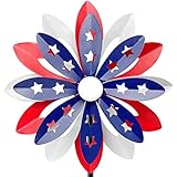 Wind spinners outdoor metal with patriotic, magical garden windmill decor kinetic sculptures for yard garden lawn, American flag pinwheel decorations