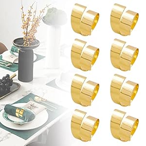 OTTYMO 8 stuks servetringen voor decoratie metalen napkin ringen Kerstmis servetten ringen gouden servethouder ringen vintage servetgesp set voor diner bruiloft stoffen servetten