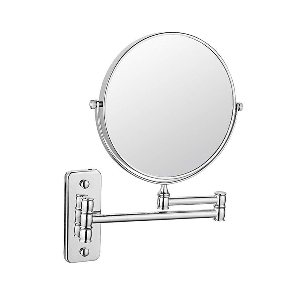 Miroir de salle de bain extensible en métal chromé avec double face orientable