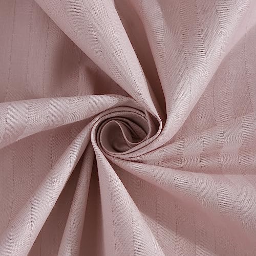 Image of Naksh 100% Cotton 210 TC Stripes Elastic Fitted Bedsheets Queen Size 78 x 60 Inches, Cameo Rose | 1 Elastic Bedsheet Queen Size Cotton & 2 Pillow Covers | Wrinkle Free Bed Cover with Elastic