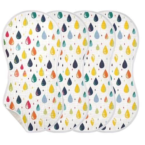 Colorful Flat Raindrops Cotton Large Burp Cloths for Baby Soft Touch Burp rag for Unisex boy and Girl Set of 2, 22x11in3