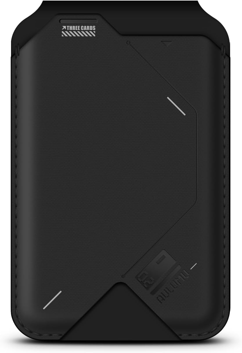 Aulumu G02 [2 in 1] Portafoglio Magnetico & Supporto, Compatibile con MagSafe, Supporto Regolabile, Finestra Aperta per ID, Portafoglio Mag-safe per Serie iPhone 16/15/14/13/12 - Nero