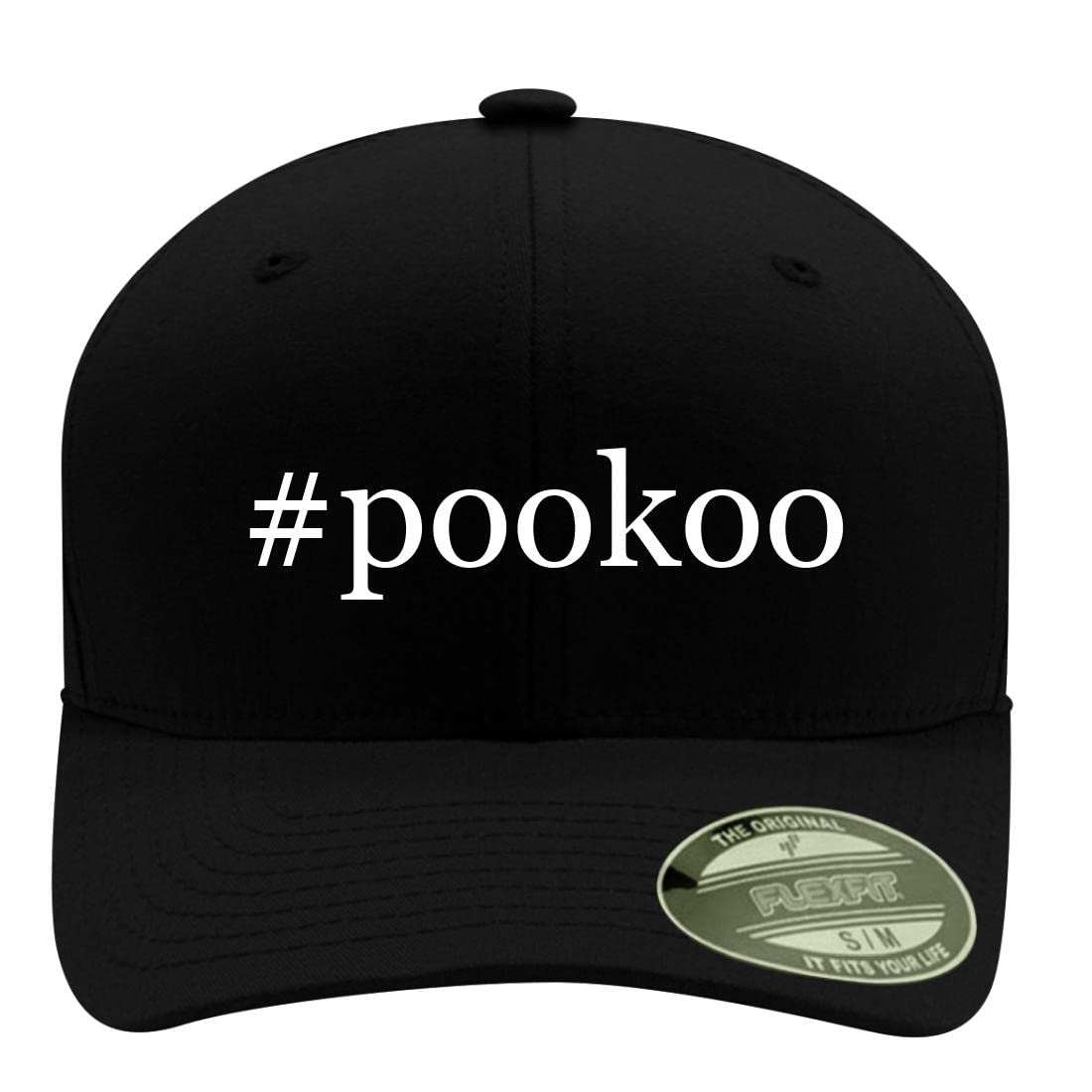 #Pookoo - Hashtag Men's Flexfit Baseball Hat Cap, Black, Large/X-Large