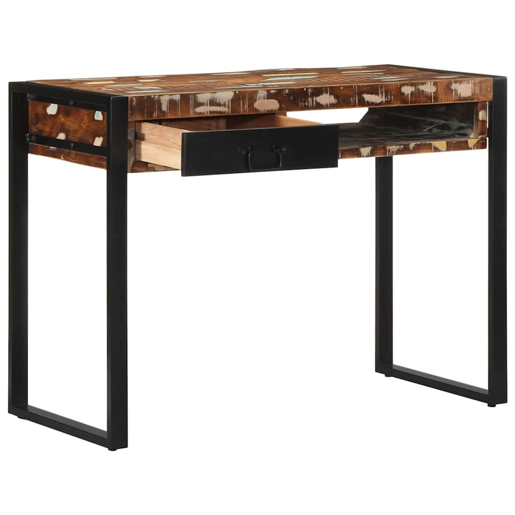Scrivania in legno massiccio anticato, multicolore, 100 x 50 x 75 cm