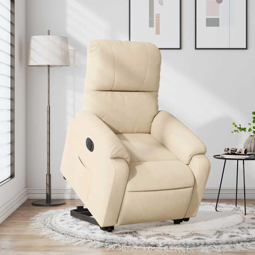 Sillón de relax con ayuda eléctrica para levantarse en tejido de microfibra, respaldo ajustable de 135 grados, bolsillo lateral y para personas de hasta 110 kg