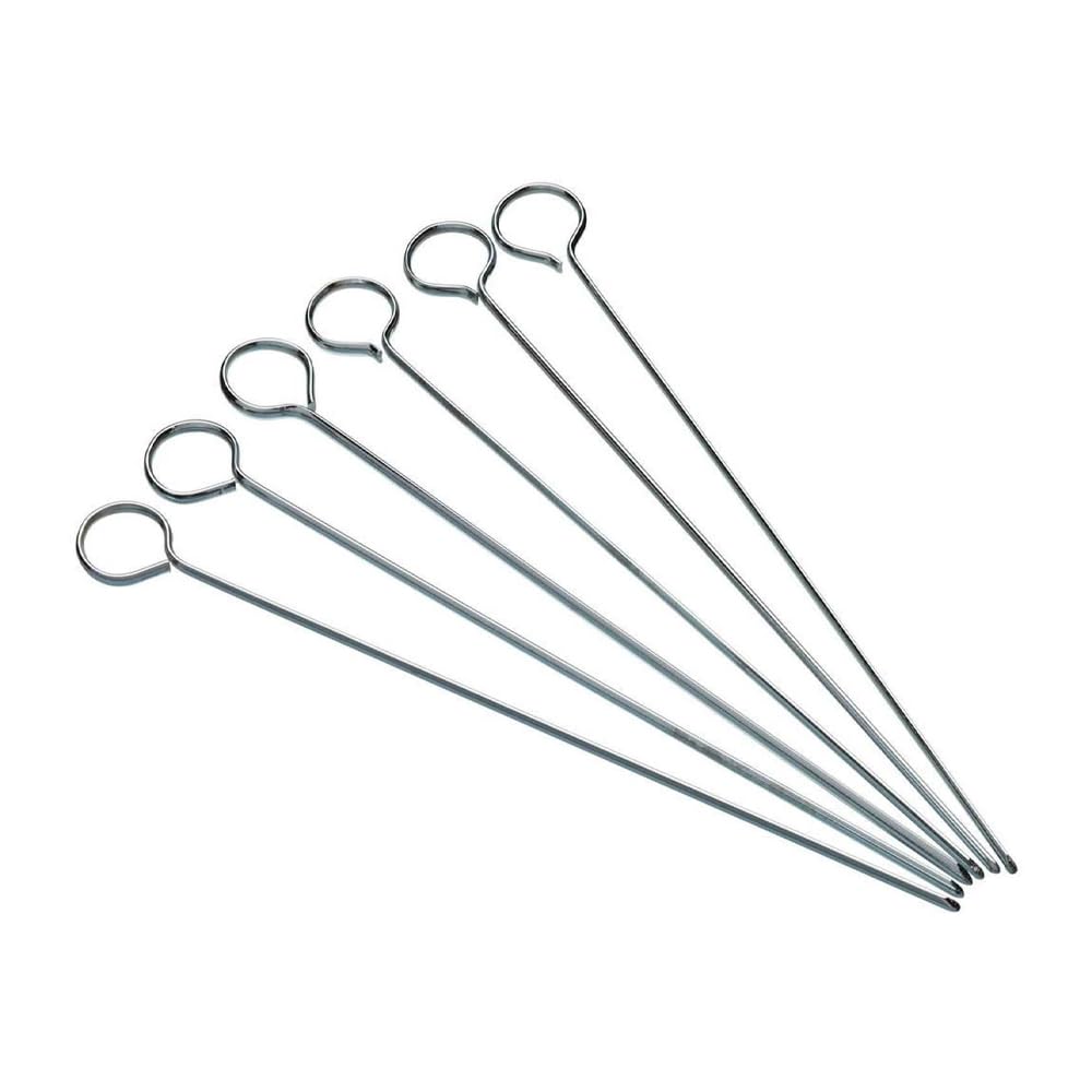 KitchenCraft Flat Kebab Skewers, Stainless Steel, Set of 6 Reusable Metal Skewer Sticks, Simple Cleaning, 20cm (8'')