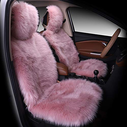 Maples 1Pc Faux Sheepskin Wool Fur Car Seat Cover for Cars SUV Trucks Universal Fit, Soft Plush Synthetic Wool Buck Fur Car Seat Cushions (Dusty Rose)