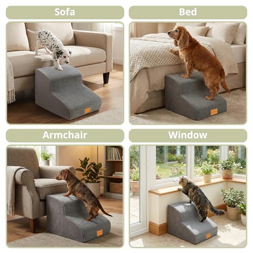 Daisy & Max Dog Steps 2 Step for Bed & Sofa – Soft Foam Pet Stairs with Non-Slip Base & Washable Removable Cover, Waterproof Dog Steps Ladder for Small Medium Large Dogs, Puppies, Cats & Senior Pets - Image 4