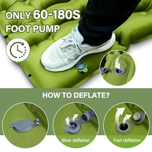 Yuzonc GREEN-DOUBLE-1 Sleeping Pad - Self Inflating 4 Inch Extra-Thick thumb #5