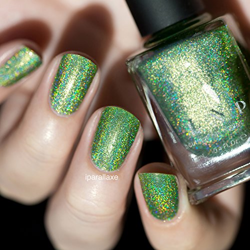 Image of ILNP 1UP - Lime Green Holographic Nail Polish, Chip Resistant Manicure, Long Wear Nail Lacquer, Smooth & Glossy Finish, Non-Toxic, Vegan, Cruelty Free, 12ml
