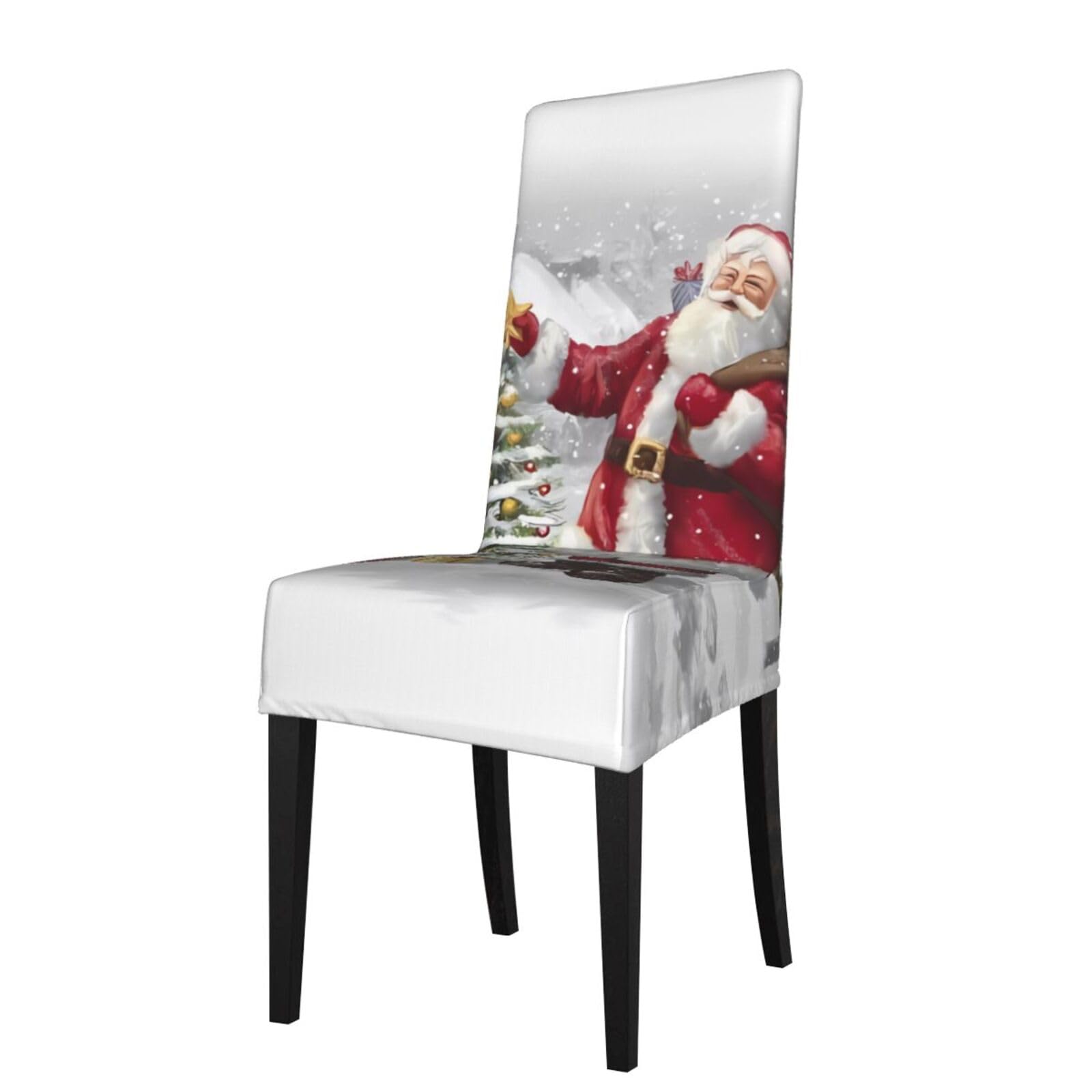 Yyhwhjde Black Santa Claus Snow Secenry Prints Protection Cover For Dining Chair – Stretch Slipcovers For A Fresh, Refreshed Dining Room Look!