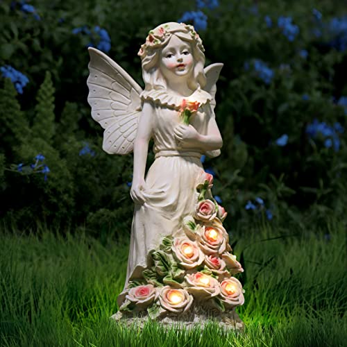 Garden Statue Fairy Outdoor Decor, Solar Patio Garden Sculptures & Statues, Resin Garden Decor For Outside Yard Decorations Figurines For Housewarming #TOP16