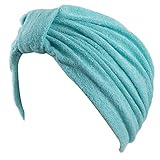 Head Cover for Ladies Women's Swim Bathing Turban/Cap - Great for Women with Cancer Chemo Therapy – Terry with Knote Turquiose