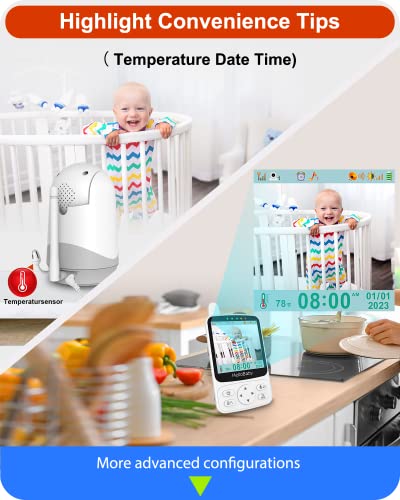 Hellobaby Baby Monitor - Portable Video Baby Monitor With Camera And Audio, 4 Inch Ips, 29-Hr Battery, 1000Ft Range, Night Vision, 2-Way Audio, No Wifi,Temperature, Ideal For Travel thumb #5