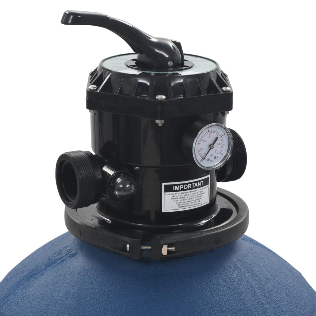 Filtro de arena para piscina, caldera azul con válvula de 6 vías, diámetro de 560 mm, para bombas de piscina de 10 m³/h, válvula multivía, filtro de lavado a fondo, lavado de invierno