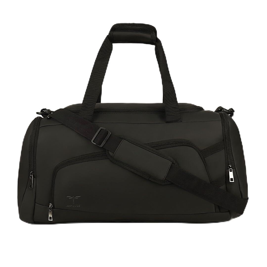 Victory Pack 33L Waterproof Gym & Travel Duffel Bag Made with Premium Vegan Leather, Shoe Compartment, Detachable Shoulder Strap, Padded Base & Durable Zippers-image-12