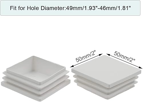 Miniatura 10 de Paquete de 12 tapones cuadrados de plástico blanco de 0.748 in (34 pulgadas), tapas de extremo de tubo cuadradas, tapa de extremo de poste de tubo