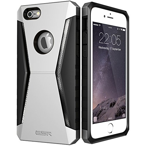 ESR Case for iPhone 6/6s, Three Layer Heavy Duty Shockproof Protective Case [Free Screen Protector] [Metal Design] [Matte Silicone Back + Thickened TPU Bumper] for iPhone 6s/6 4.7