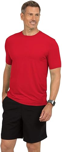 Miniatura 2 de IBKUL Camiseta de manga corta con cuello redondo y protección solar UPF 50+ Icefil Cooling Tech 92199 para hombre, Color ciruela. Impresión sólido.