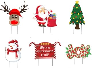 クリスマスヤードサイン Xmas ガーデンステークサイン サンタトナカイ 雪だるま クリスマスツリー ガーデン 芝生ステークデコレーション ホリデーフェスティバル用 4ピース クリスマスヤードサイン Xmas ガーデンステークサイン サンタトナカイ