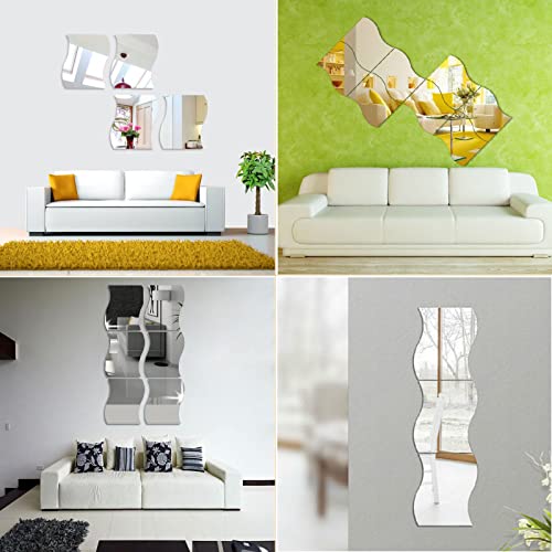 12Pcs Wavy Mirror Wall Stickers Decor, Tneene 3D Art Diy Home Decorative Acrylic Mirror For Living Home Room Bedroom Sofa Tv Setting Wall Decoration Decor #TOP1