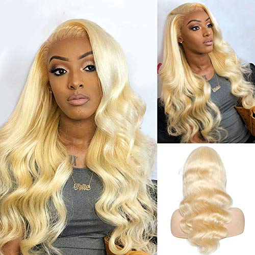 613 Blonde Lace Front Wig Human Hair 13x4 Body Wave Lace Front Wigs Human Hair Pre Plucked with Baby Hair 150% Density Brazilian Lace Frontal Human Hair Wigs for Women (28 inch)
