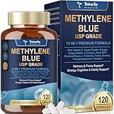 USP Methylene Blue Pharmaceutical Grade, Vitamin C Ester, Bacopa, Phosphatidylserine, Omega-3 Fatty Acids - 13 in 1 Upgrade Patented Brain Formula - Memory, Focus, Clarity, Cognitive, 120 Count