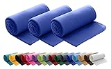 wometo 3er Set Polar Fleecedecke oekoTex 130x160 ca. 400g mit Anti-Pilling & Kettelrand blau dunkelblau
