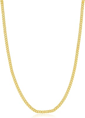 999.9 24K Solid Gold Price-by-Weight 14.97g Gold Simple Curb Necklace for Women 09533N | 17.7", (45 CM)