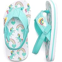 Saidoteto Boys Girls Flip Flops Child Summer Slip-on Thong Sandals Beach Pool Water Shoes(Little/Big Kid). Green/Unicorn 2-3 210319