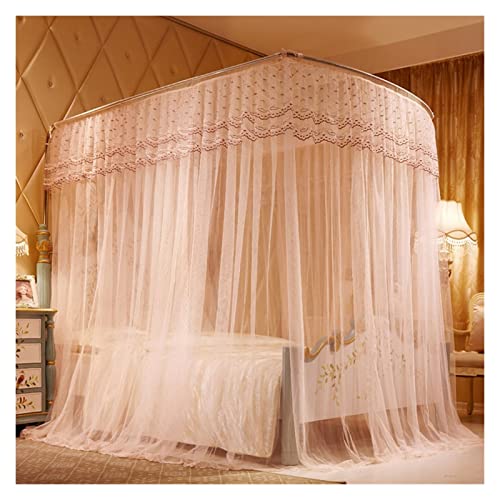 Esta mosquitera telescópica con Forma de caña de Pescar, mosquitera en Forma de U de Tres Puertas, Dosel para Cama King (Color: Jade, Tamaño: 1.5 * 2.0)