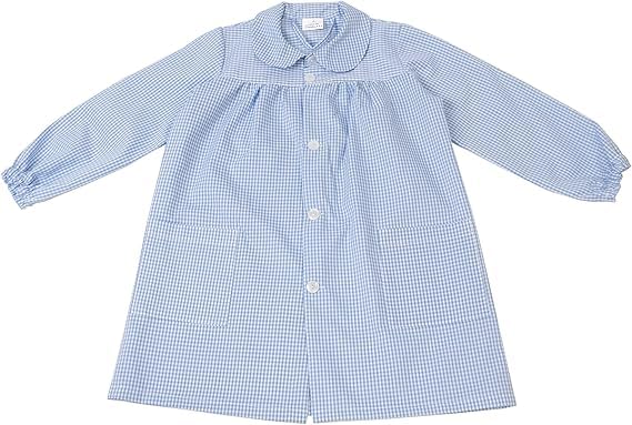Genérico Bata de colegio de cuadros Tostón (FR/ES, Edad, 2 años, Regular, Azul Celeste)