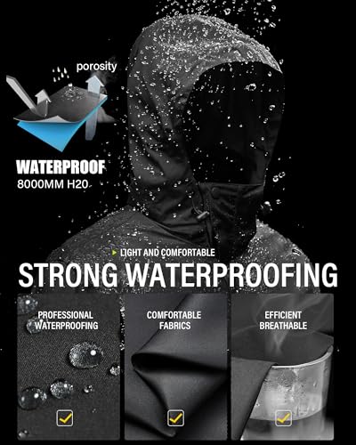 iCreek Men's Rain Jacket Lightweight Waterproof Packable Rain Shell Jacket Raincoat with Hood Windbreaker for Cycling, Golf3
