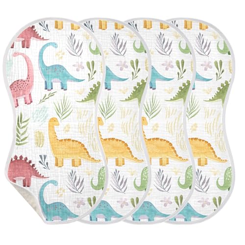 xigua Cartoon Dinosaurs Muslin Baby Burp Cloths Set of 1, Super Soft & Absorbent Burping Rags, Cotton Burp Clothes Shower Gift for Newborn, Baby Girls and Boys3