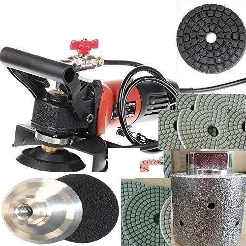Wet Polisher 1" Diamond core drill bit and zero tolerance drum 25 abrasive Polishing pad for granite marble concrete travertine countertop sink hole and surface polish repair refinishing