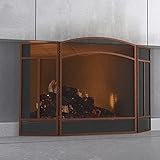 Fire Beauty Fireplace Screen 3 Panel Wrought Iron 48'(L) x 29'(H) Spark Guard Cover(Antique Bronze)