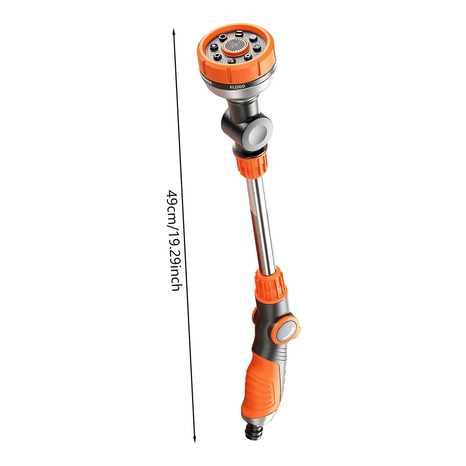 Pistola de agua de jardín ajustable, 49 cm, pistola pulverizadora de jardín de metal | Pistola de riego para riego y lavado de coches, boquilla ajustable