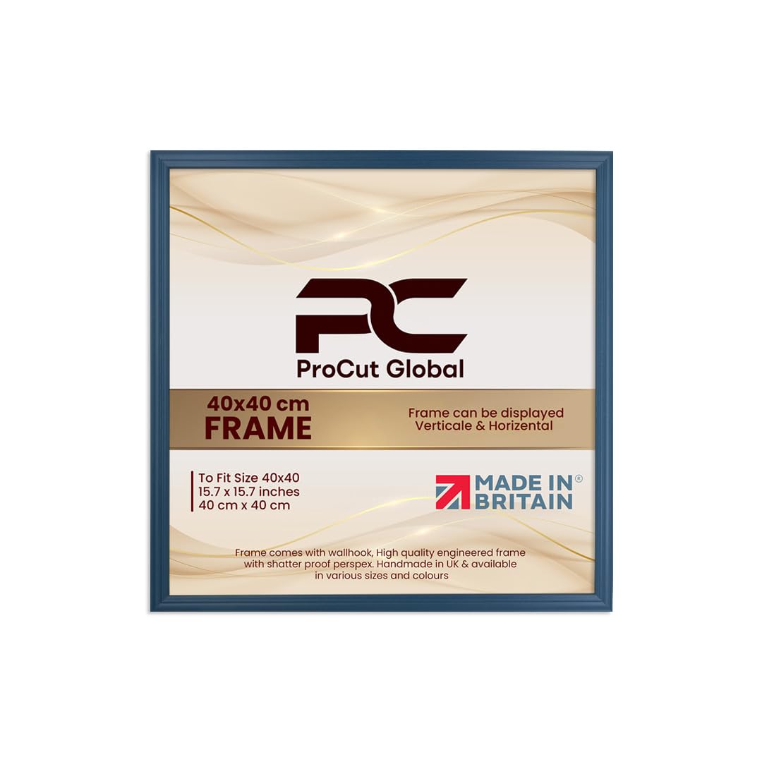 Procut Global 40x40CM Navy Blue Picture Frames - Classic Wooden Photo Frame with Shatterproof Perspex for Wall or Tabletop - Perfect for Posters, Certificates & Prints - Sizes & Colors Available