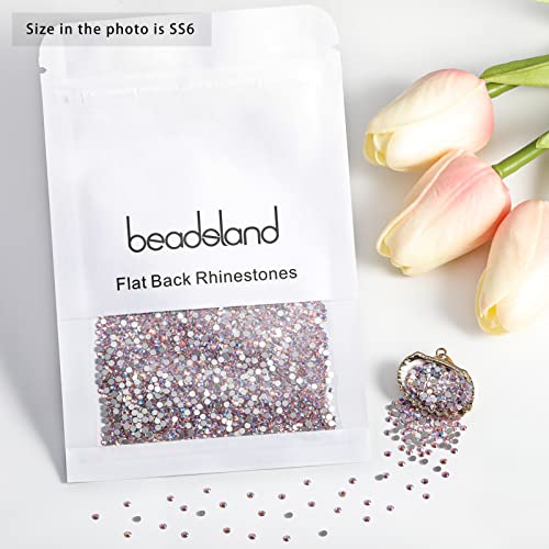 Image of Beadsland 2880pcs Flat Back Crystal Rhinestones Round Gems for Nail Art and Craft Glue Fix,Light Pink AB,SS6,1.9-2.1mm