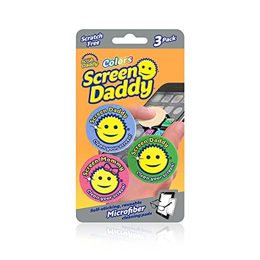 Scrub Daddy, Screen Daddy - Multi-color, Multi-use Microfiber Cleaning Pads for Electronic Screens With Convenient Storage, Scratch Free, Streak Free, Reusable and Washable, 3ct