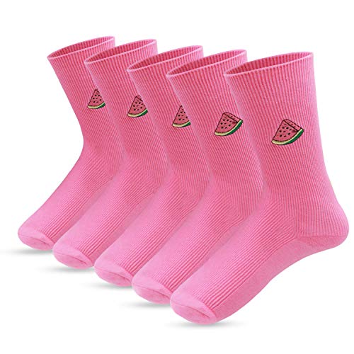 Unisun 5 paires de femmes chaussettes en coton chaussette imprimée de fruits mode couleur bonbon sport et chaussette décontractée pour femmes chaussette en coton drôle pour étudiant