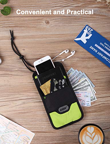 GOX Cell Phone Bag, Travel Neck Wallet With RFID Blocking, Travel Document Holder - Image 4