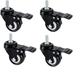 Onerbuy 4 Roulettes à roulettes à double verrouillage, Roulettes pivotantes robustes avec freins Remplacement pour remorque industrielle, Meubles de maison, Armoire de table de bureau(1.5 1 cm M8 (Stem)