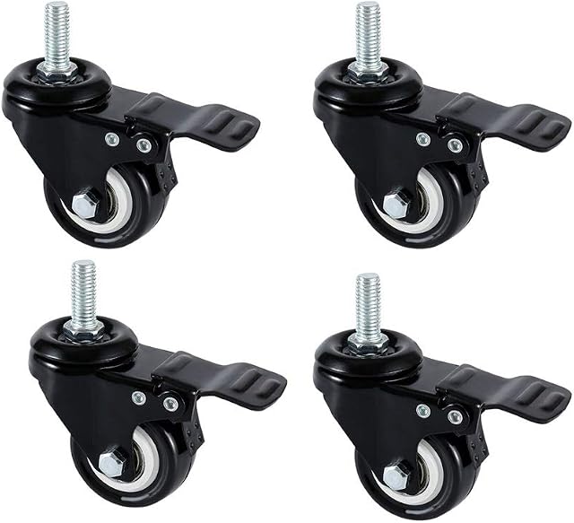 Onerbuy 4 Roulettes à roulettes à double verrouillage, Roulettes pivotantes robustes avec freins Remplacement pour remorque industrielle, Meubles de maison, Armoire de table de bureau(1.5 1 cm M8 (Stem)