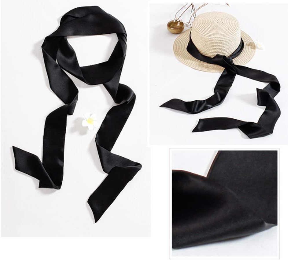 1PCS Black Chiffon Long Scarf Silky Long Narrow Neckerchief Tie Ribbon Scarf Waist Belt for Women Girls - Image 3