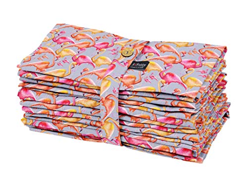 Serviettes en tissu de cuisine imprimé oiseau gris pour déco - 2